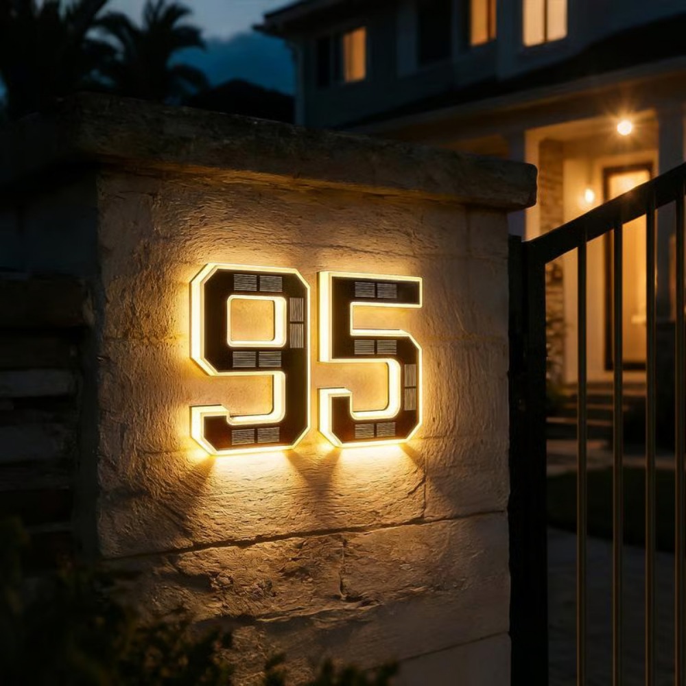 Outdoor Lighting Architectural - New Solar Address Sign LED House