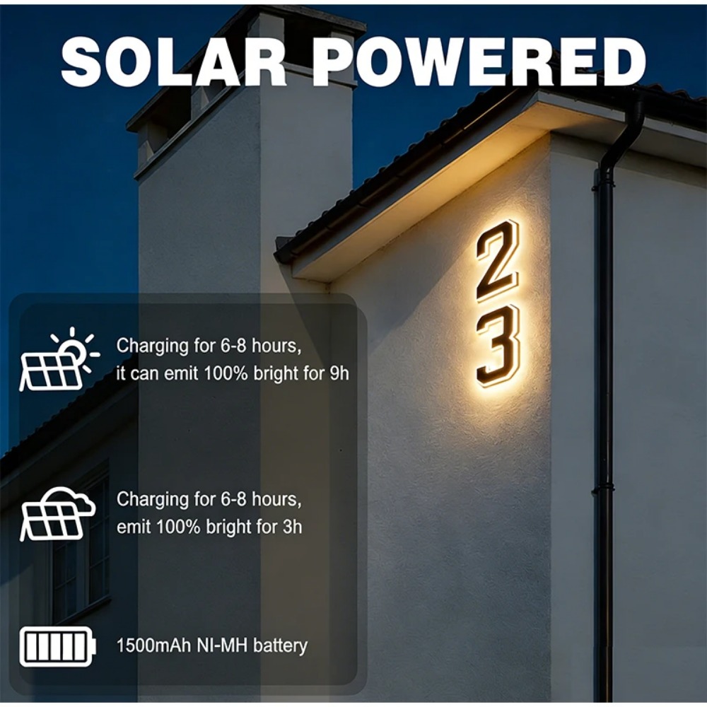 New Solar Address Sign LED Hou - Outdoor Lighting Architectural review and price