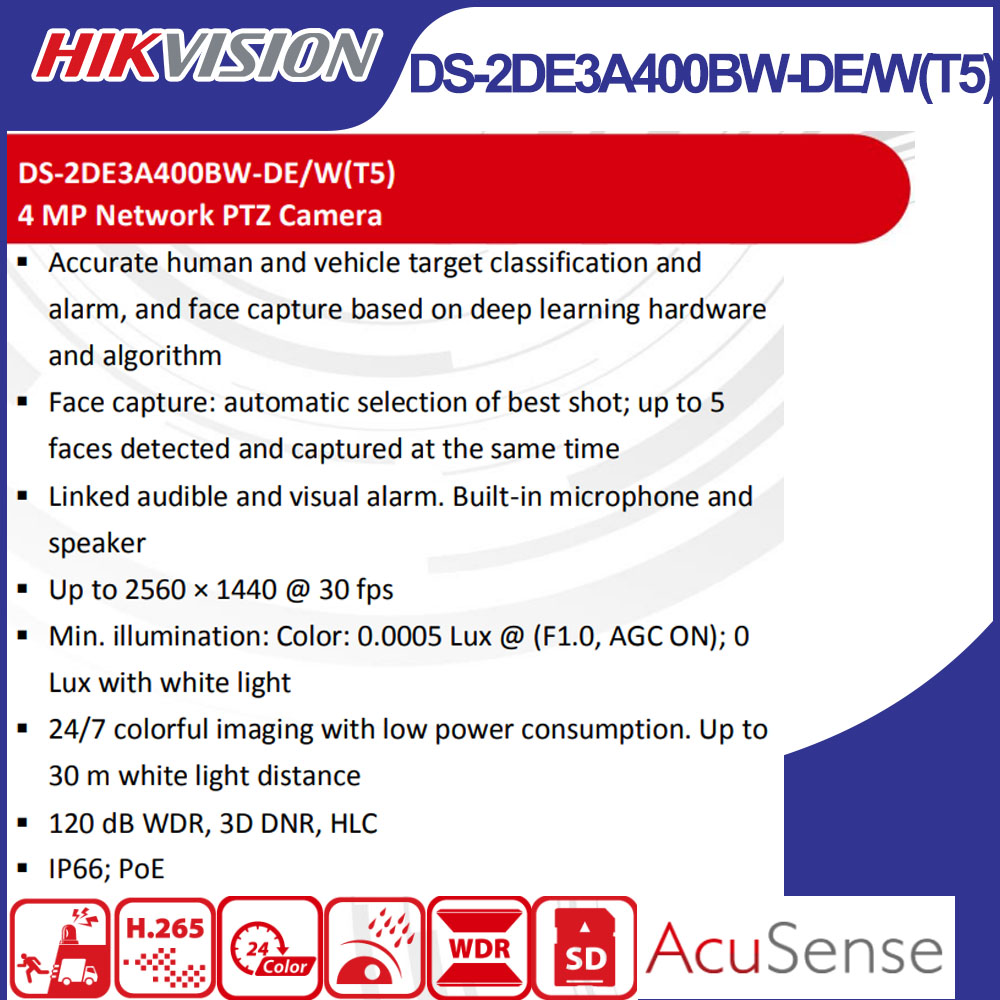 Hikvision DS-2DE3A400BW-DE/W(T - Outdoor Lighting Mains Powered review and price