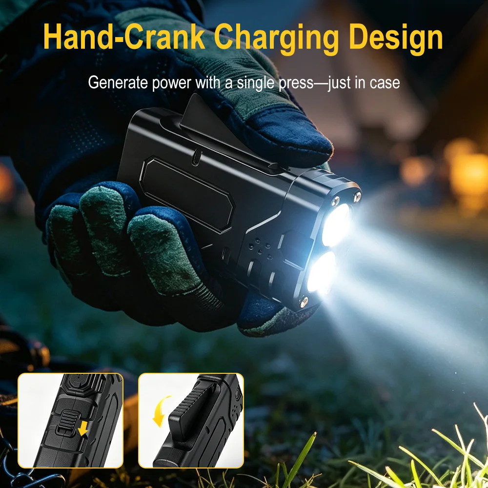 BORUIiT Hand Crank EDC LED Fla - Lighting Fixture Outdoor review and price