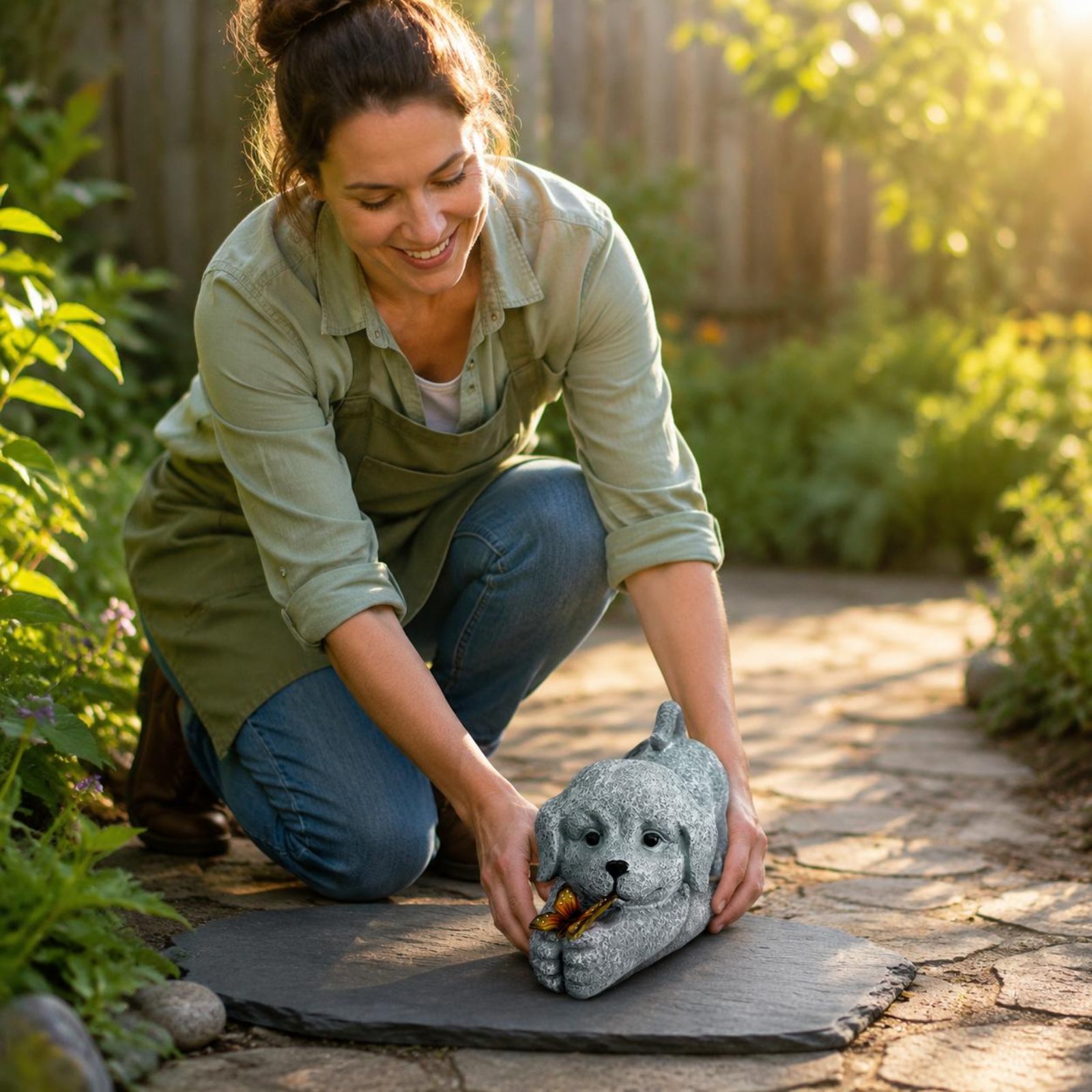 Solar Dog Statue Resin Craft S - Outdoor Lighting Yard review and price