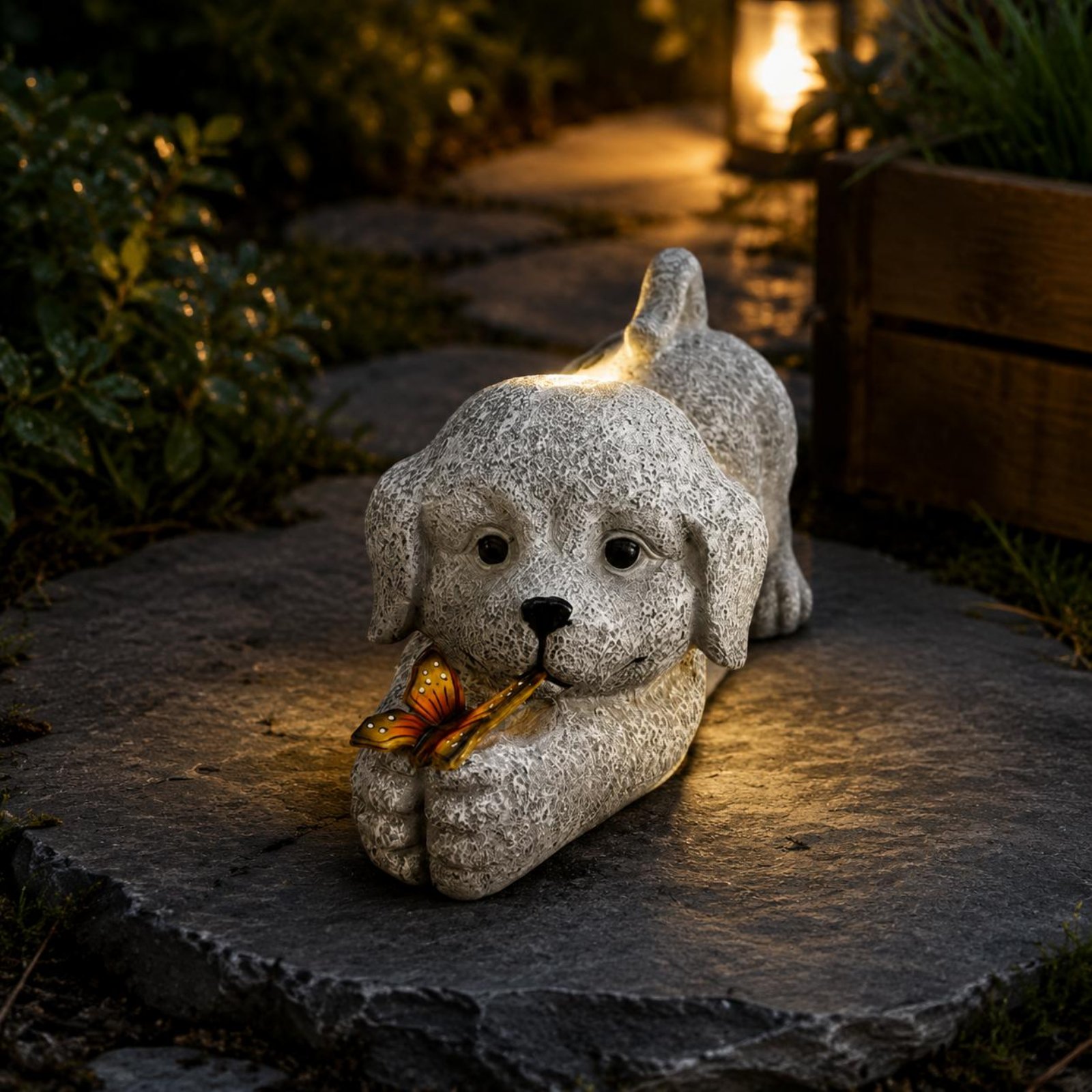 Solar Dog Statue Resin Craft S - Outdoor Lighting Yard review and price