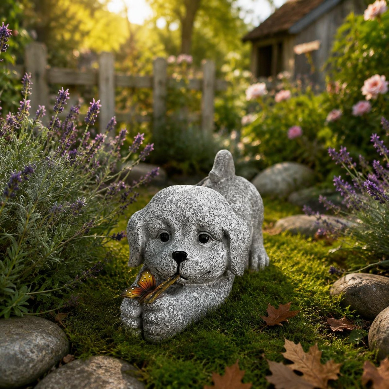 Solar Dog Statue Resin Craft S - Outdoor Lighting Yard review and price