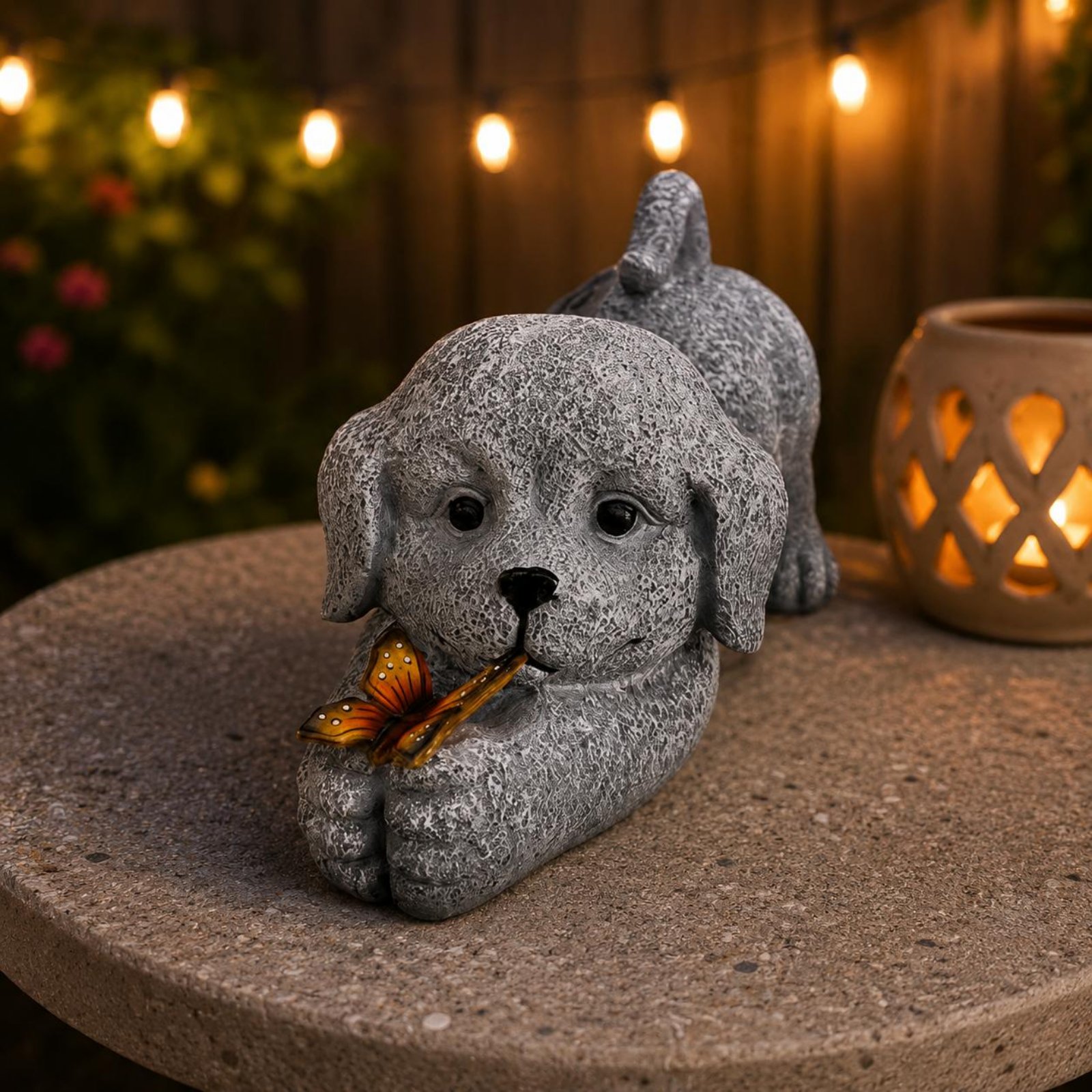 Solar Dog Statue Resin Craft S - Outdoor Lighting Yard review and price
